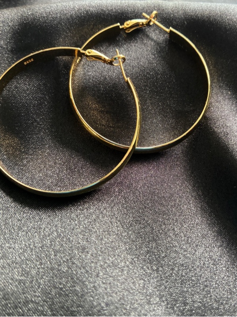 Gold tone 925 sterling silver Hoop Earrings - Classic Women’s Jewelry